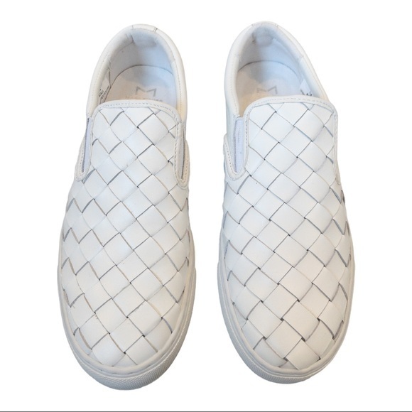 MARC FISHER LTD Calla Woven Leather Slip-On Sneakers in White - Picture 2 of 7